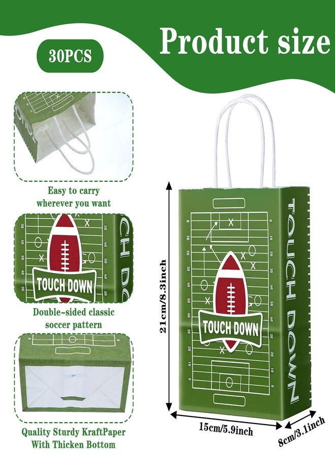 JOUTYFOR 30 Pcs Football Gift Bags with Handles Baseball Print Goodie Treat Bag for Snack Candy Paper Gifts Packaging Present Wrap Tote Bags for Sports Birthday Baby Shower Decorations 8.3 x 5.9 x 3.1 inch - Image 2